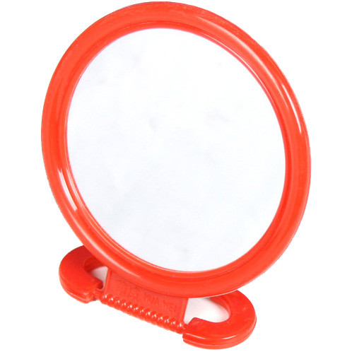 Зеркало настольное в пластиковой оправе "Выгода" круг, подвесное d-10,5см, длина 15см, (Стикер на минивложение 30шт)