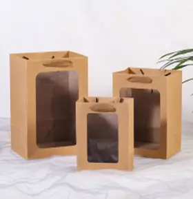 Пакет для цветов и подарков "Искренний подарок" 15*10*20 см, коричневый