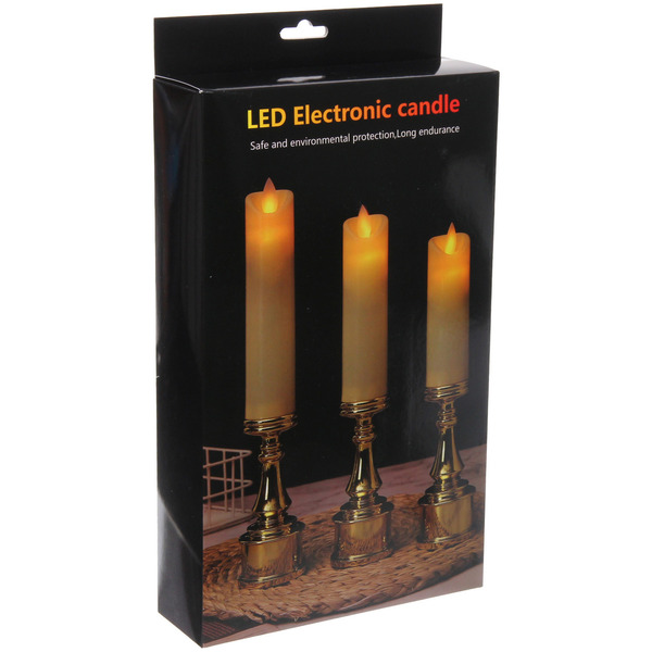 Сувенир с подсветкой "Свеча - Королевский шик" 5*25/27/30 см (набор 3 шт)