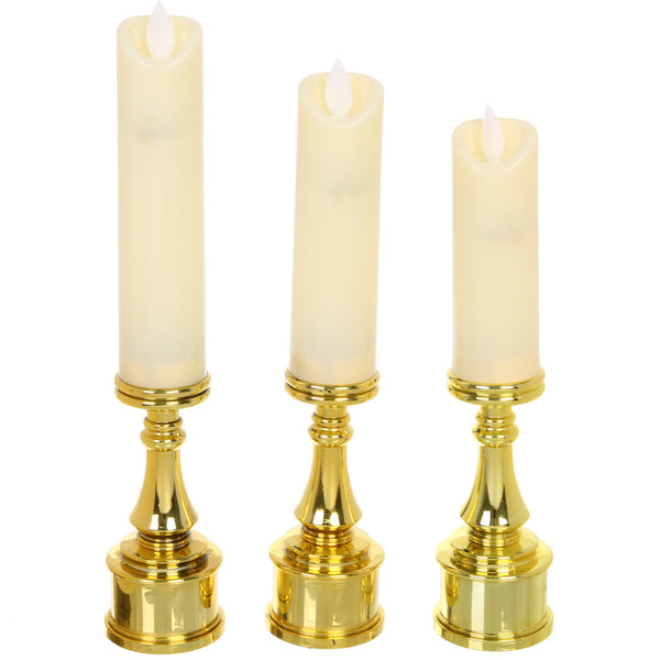 Сувенир с подсветкой "Свеча - Королевский шик" 5*25/27/30 см (набор 3 шт)