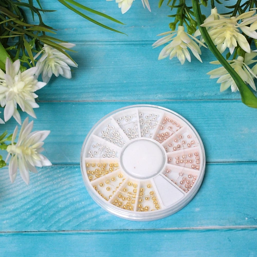 Украшение для нейл-арта Nail Art Design, бусинки, цвет золото, серебро и бронза, в пакете, 77см_3