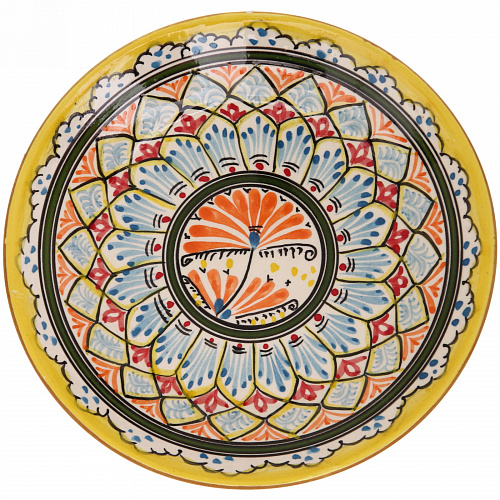 Тарелка плоская 22см желтая Риштанская Керамика