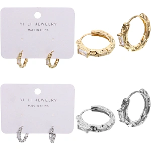 Серьги из гиппоалергенного металла со стразами "ПАЛУМНА", кольца, цвет золото и серебро, 2,5-dсм