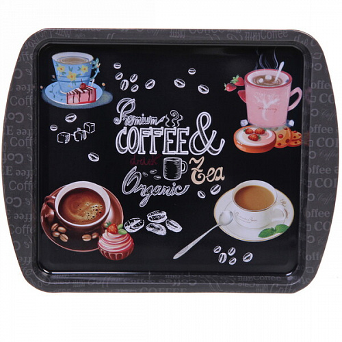 Поднос жестяной "Coffee time" 24,5*19,5см, микс