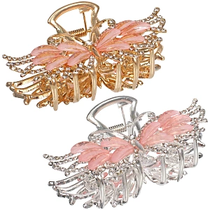 Заколка - краб для волос на блистере "LAVITA", бабочка, цвет серебро и золото, 7,5*3,5см