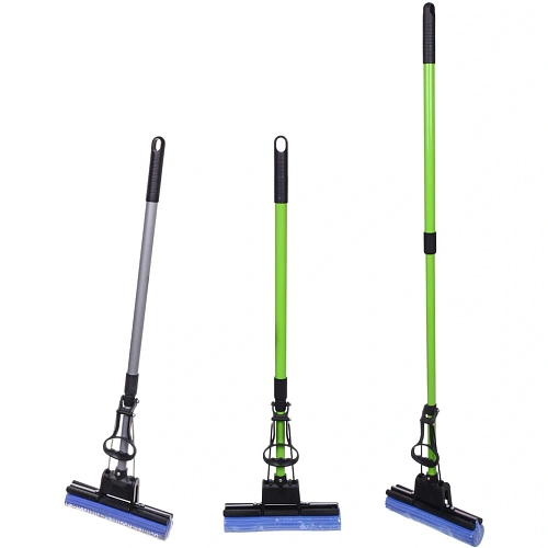 Швабра с губкой ПВА Селфи металлическая ручка 110 см(отжим один ролик) 8019