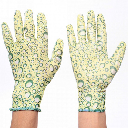 Перчатки нейлоновые "Фантазия-Росса" с резиновым  покрытием полуоблитые 8 р-р ДоброСад