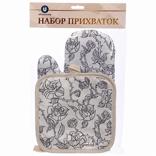 Прихватка в наборе с прихваткой-варежкой Цветы 25,516 см, 1717 см_6