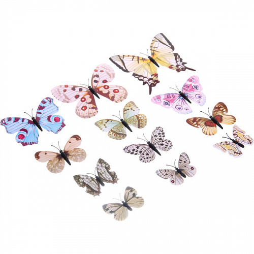 Набор для декора "Волшебные бабочки" 12 шт, Светлый микс