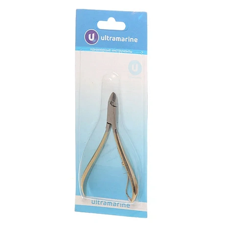 Кусачки для кутикулы, на блистере "Ultramarine", одна пружина, ручки цвет золото, 9,5см