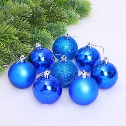 Новогодние шары 6 см (набор 24 шт) "Микс фактур", синий