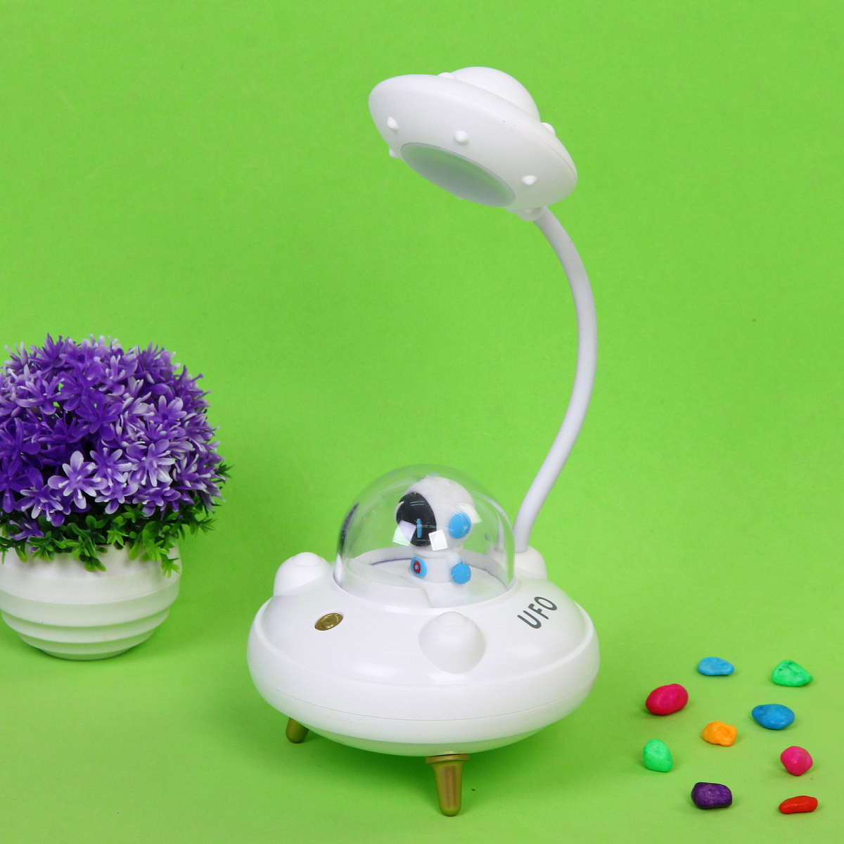 Настольная лампа "Sweet - Полёт в космос" LED 10,8*10,8*21,5 см, USB 3.7v 3w, Белый