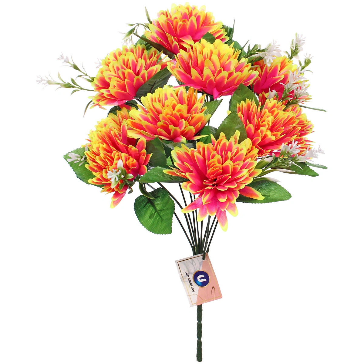 Искусственные цветы "Цветочная мелодия" Хризантемы 43см 10 цветков сиреневый неон