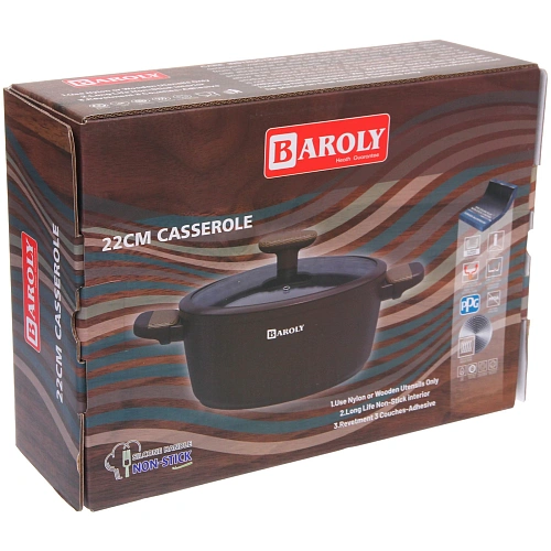 Кастрюля BAROLY CHOCOLATE 34л, индукция, стеклянная крышка_8