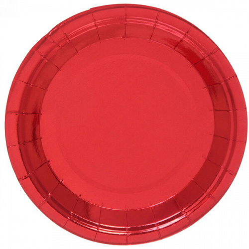 Тарелка бумажная 18 см в наборе 10 шт "Диско" красная