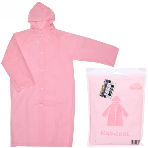 Дождевик-плащ "Macarons" с капюшоном и завязками, на кнопках 110 Мкрн 115*65с  розовый ДоброСад