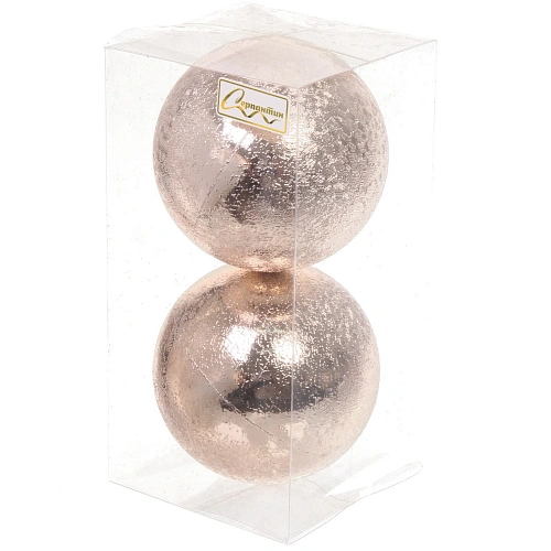 Новогодние шары 10см (набор 2шт) Мягкий блеск, шампань_5