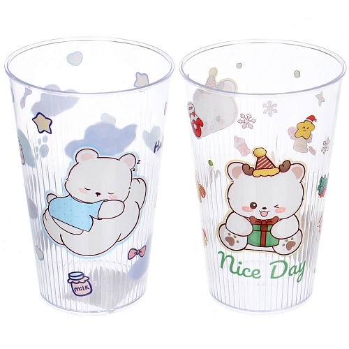 Стакан пластиковый 600мл "Праздник" в наборе 2шт, микс цветов