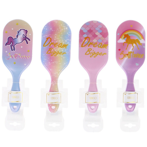 Расческа массажная овальная "Коллекция ИМАНИ - ТВОИ МЕЧТЫ", микс 4 дизайна, 23*7,5см (PVC подвес)