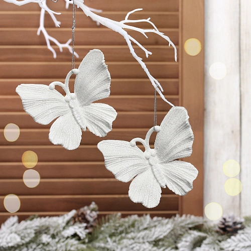Подвеска "Волшебная бабочка" 11 см (набор 2 шт), Белый