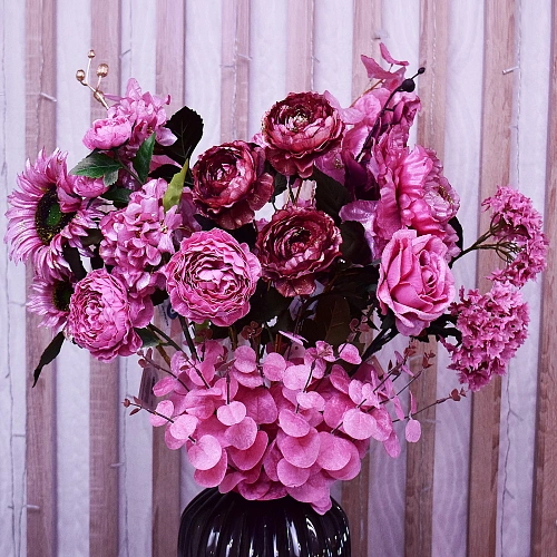 Искусственные цветы FLOWERS GLAMOUR 63см Пионы 3 цветка розовые_9