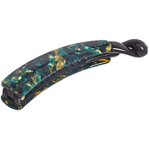 Заколка - банан для волос "AKS-EMPIRE", цвет черный / малахитовый, 11*2см (пакет с подвесом)