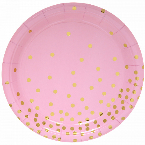 Тарелка бумажная 18 см в наборе 10 шт "Конфетти" ярко-розовая