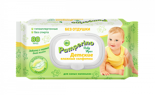 Салфетки влажные PAMPERINO детские без отдушки, с клапаном 80шт