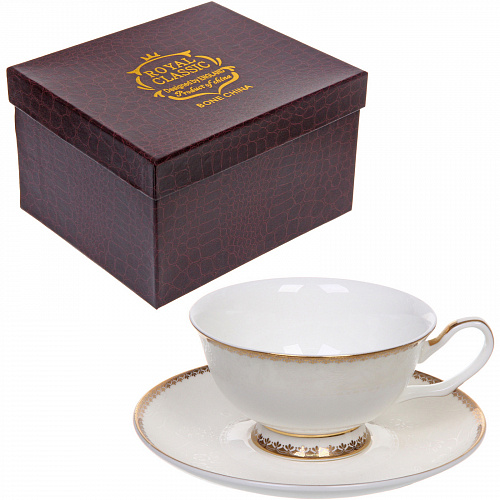Чайная пара "Royal classic" (кружка 200мл+блюдце) Нежная классика, в подарочной коробке