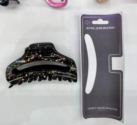 Заколка - краб для волос "AKS - VIENTO", микс 6 цветов, трапеция, 9,5*3,3см 