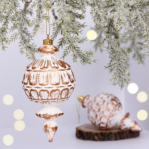 Ёлочные игрушки VERSAILLES "Снежная капля" 16*8 см (набор 2 шт), Белый/розовое золото