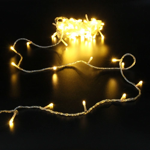 Гирлянда для дома "Мерцание Premium" 9,5 м 100 ламп LED прозр провод,1 реж.,IP-40, Теплый белый (возможность соединения)