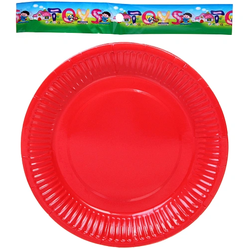 Тарелка бумажная 18 см в наборе 10 шт Красный_3