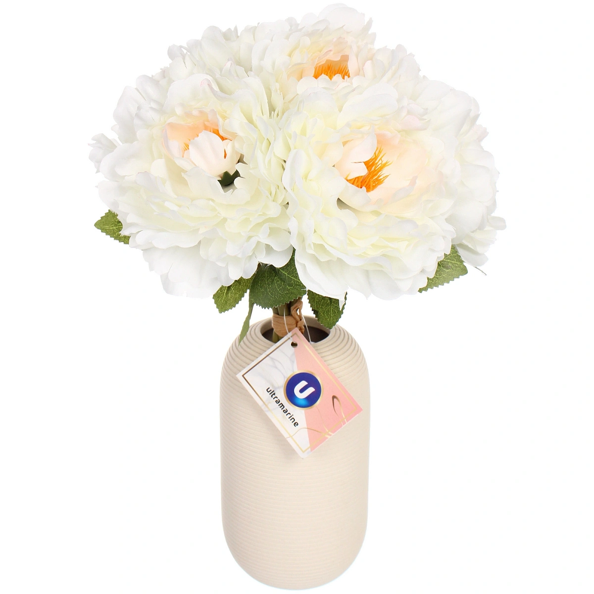 Искусственные цветы "Пионы" 28см букет 6 шт белые