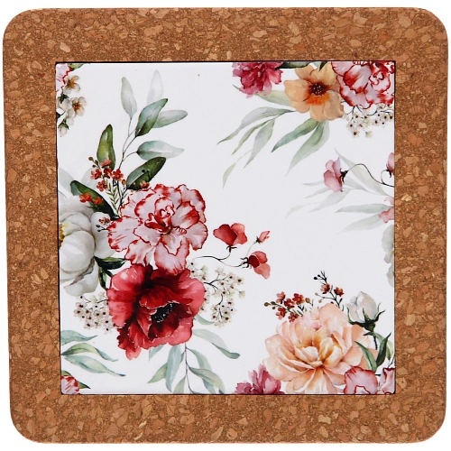 Подставка керамическая 19*19см "Цветочное настроение" белая