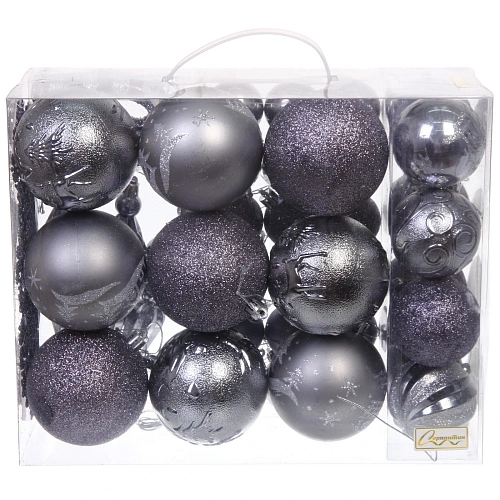 Набор ёлочных украшений Wish 6 см + 4 см (53 предмета), Графит_5
