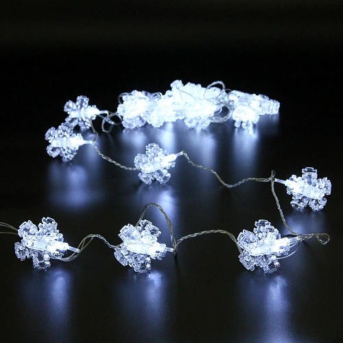 Гирлянда для дома   4,0 м 20 ламп LED с насадками СНЕЖИНКА Прищепка, прозрачпровод, Белый_17