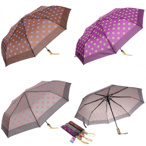 Зонт женский полуавтомат "Канада", микс 6 цветов, 8 спиц, d-100см, длина в слож. виде 30см