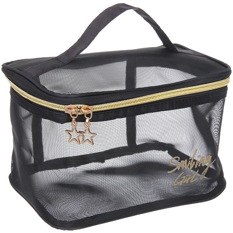 Косметичка прямоугольная "ЭЙФОРИЯ", цвет черный, 21*10*13см