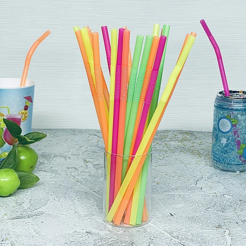 Трубочка для коктейля 8*260мм в наборе 25 шт цветная