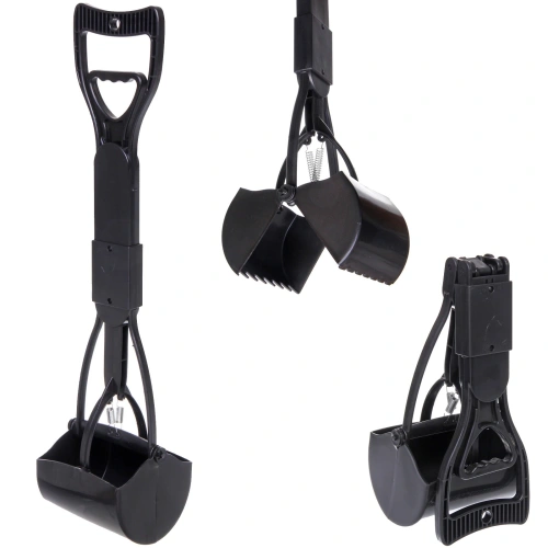 Совок - ковш для уборки за животными "Безконтактный", цвет черный, 60*30*13,5см (лейбл)