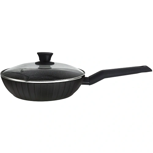 Сковорода 28см "Terra" со стеклянной крышкой индукционная JTr-128-11