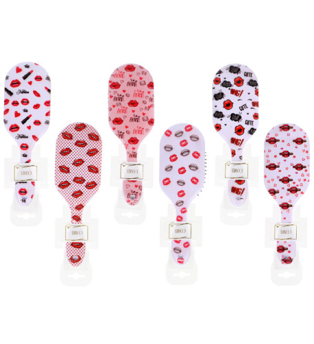 Расческа массажная овальная "Коллекция ИМАНИ - ФАНТА", микс 4 дизайна, 23*7,5см (PVC подвес)