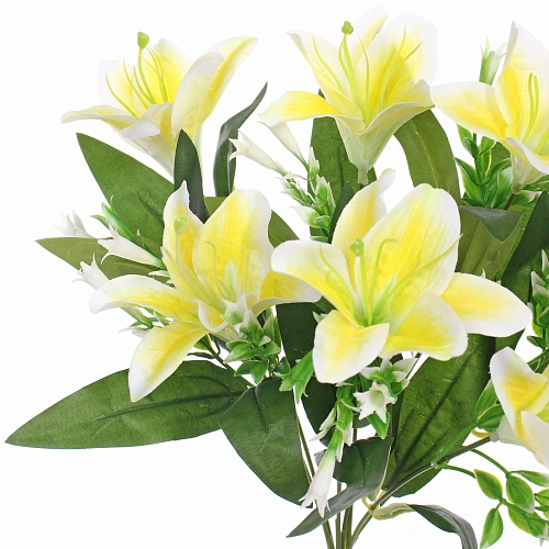 Искусственные цветы Букет лилий 35см 7 цветков желтые_4