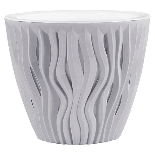 Кашпо для цветов пластиковое 5,7л d-23.5 см "Вдохновение" Серый жемчуг
