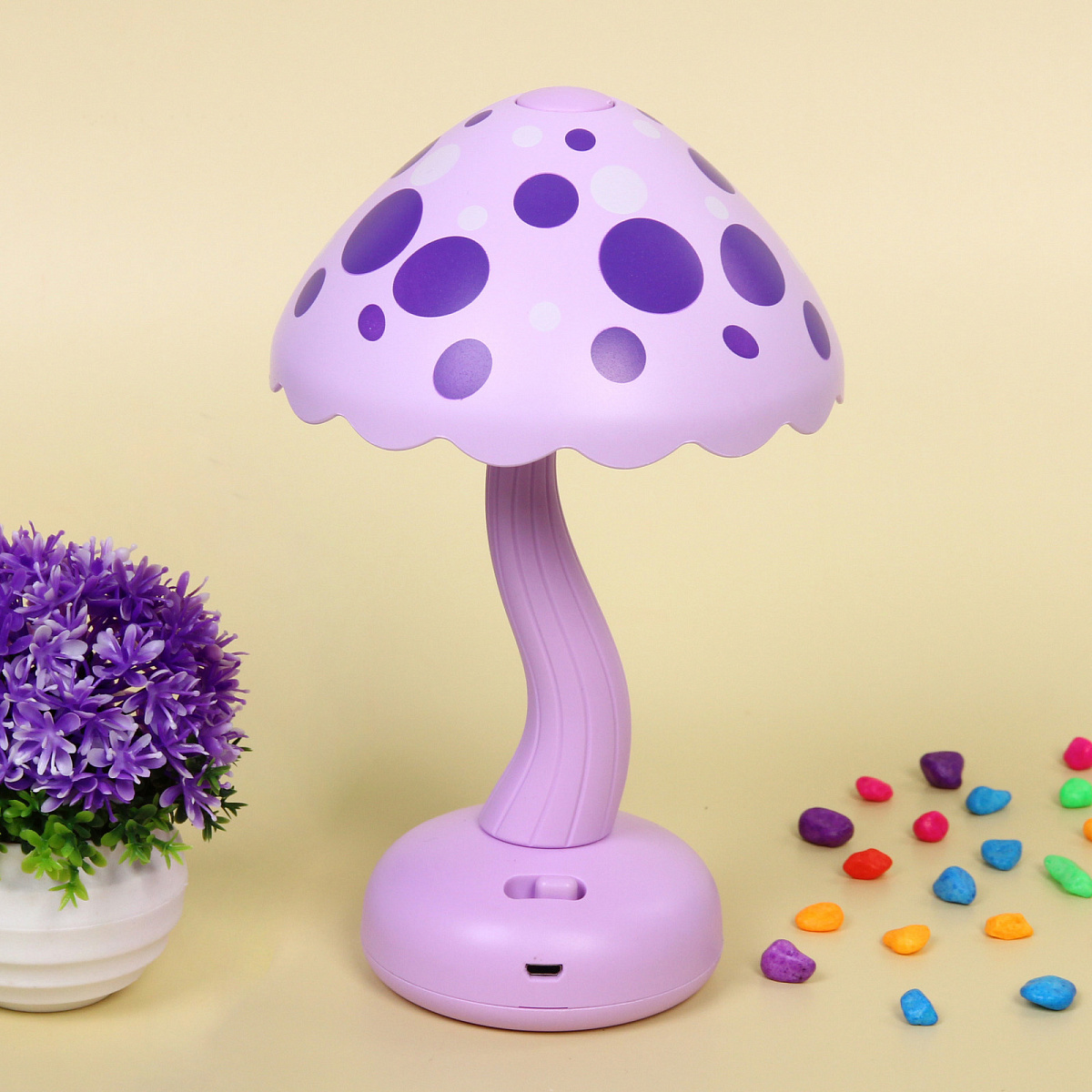 Настольная лампа "Sweet - Гриб" LED 13,2*19,5 см, USB 3w 3.7v, Фиолетовый