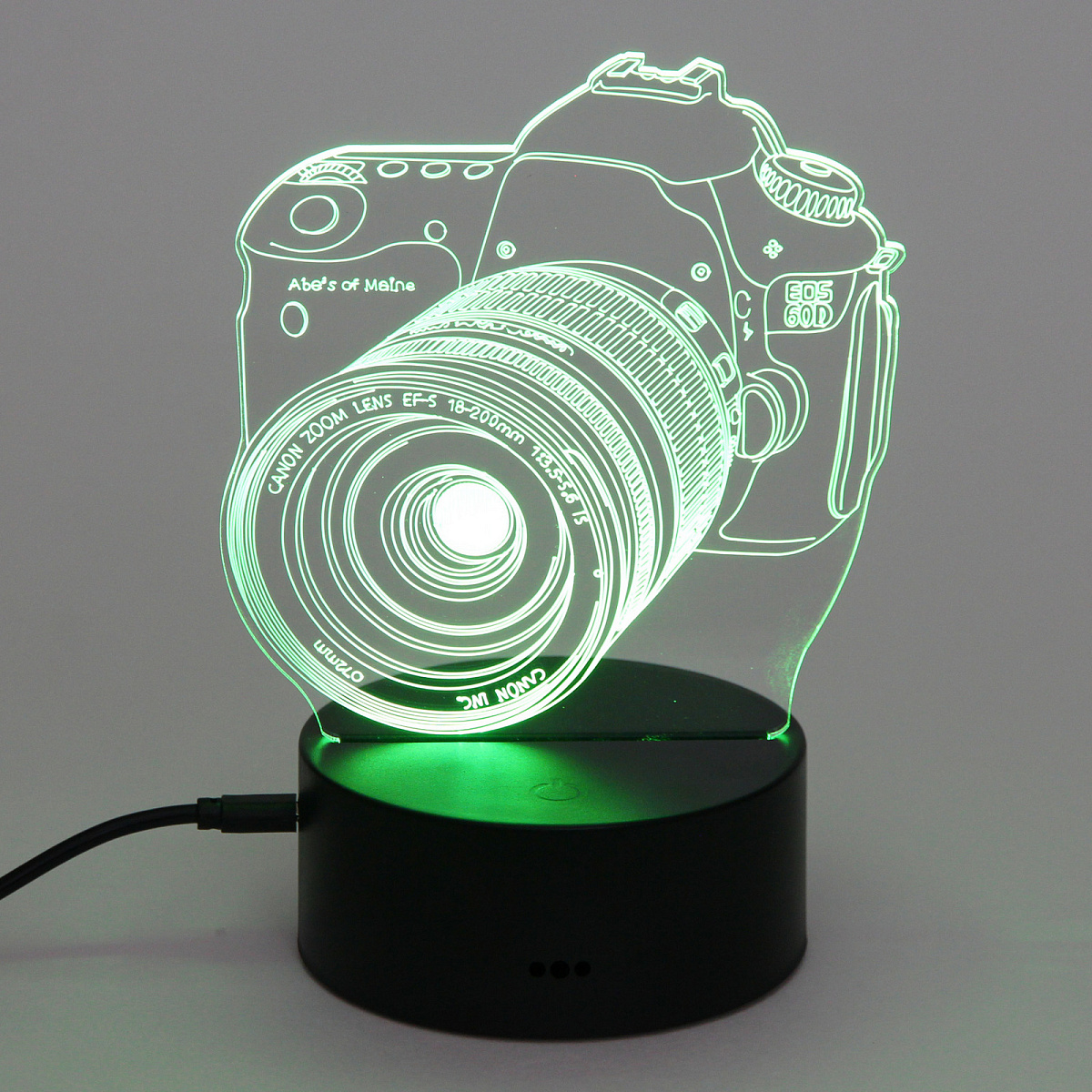 Светильник ночник "3D-Фотоаппарат" на пластиковой подставке, с включателем USB