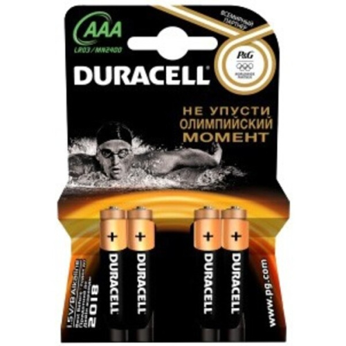 Батарейка алкалиновая Duracell Basic LR03, тип ААА (блистер, 4 шт)(12/48)