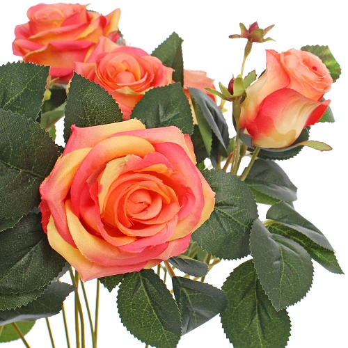 Искусственные цветы Розовая фантазия 48см 13 цветков оранжевые_5