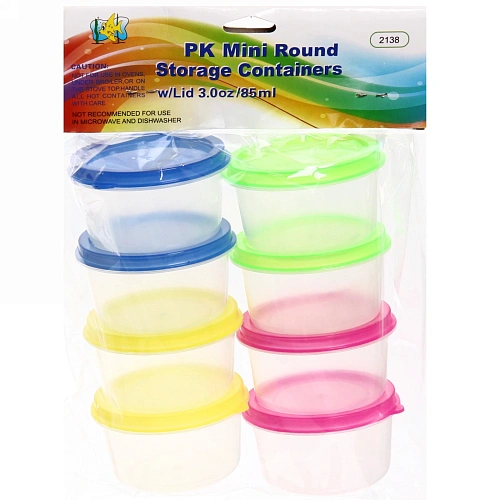 Набор баночек для продуктов 85мл 8шт 63,5см цветная крышка _4